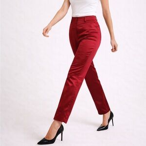 bebe Red Satin Straight Leg Skinny Women's Pants, Sz 8